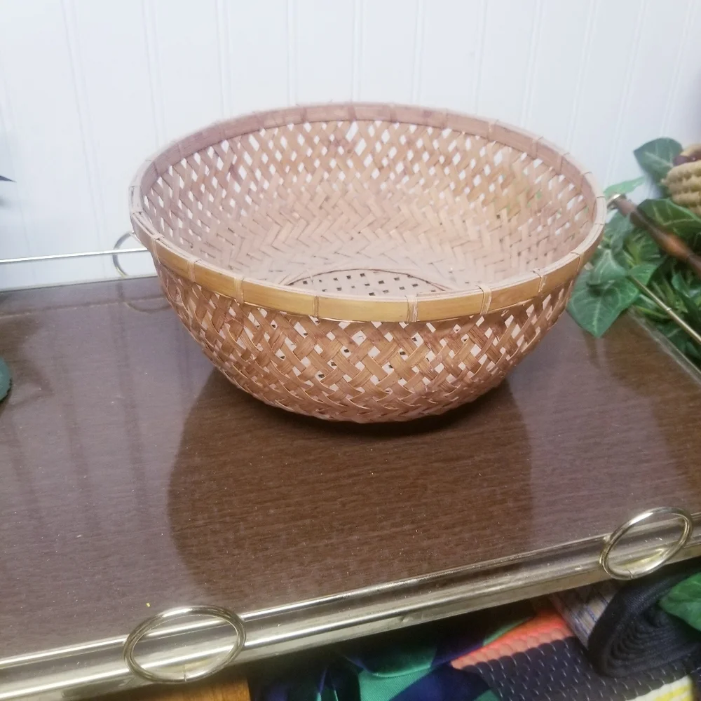 Vintage Woven Bamboo Basket